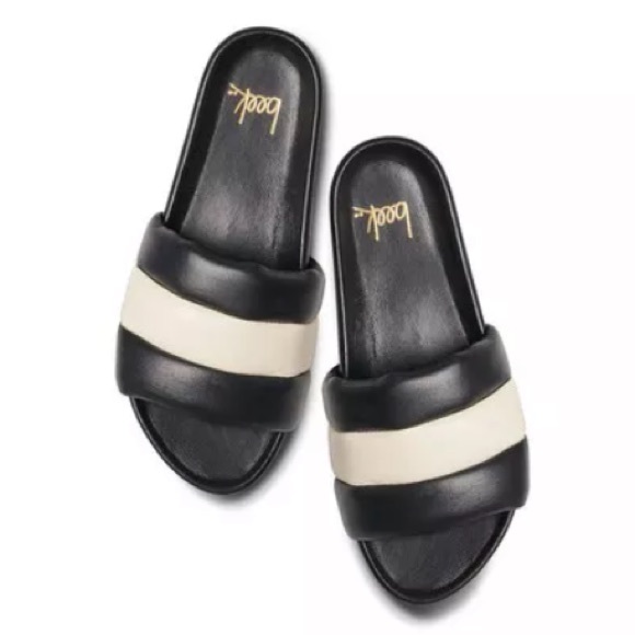 beek Shoes - Beek NWOT Martin black & white leather slides